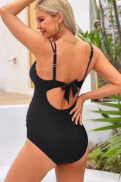 Ruch Scallop V Neck One Piece Maternity Swimsuit for Pregnant Women - Love Salve